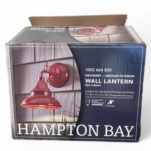 Hampton Bay Wetherby Medium Exterior Wall Lantern – Red Finish - New Open Box